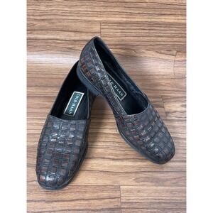 COLE HAAN Vintage Womens‎ Chocolate Brown Leather Woven Loafers 5.5  B